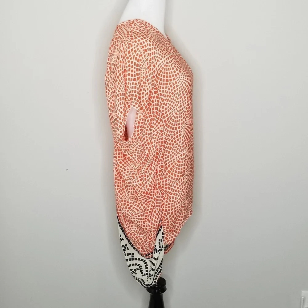 Tolani Boho Orange Mosaic Print Silk Top S - Picture 3 of 7
